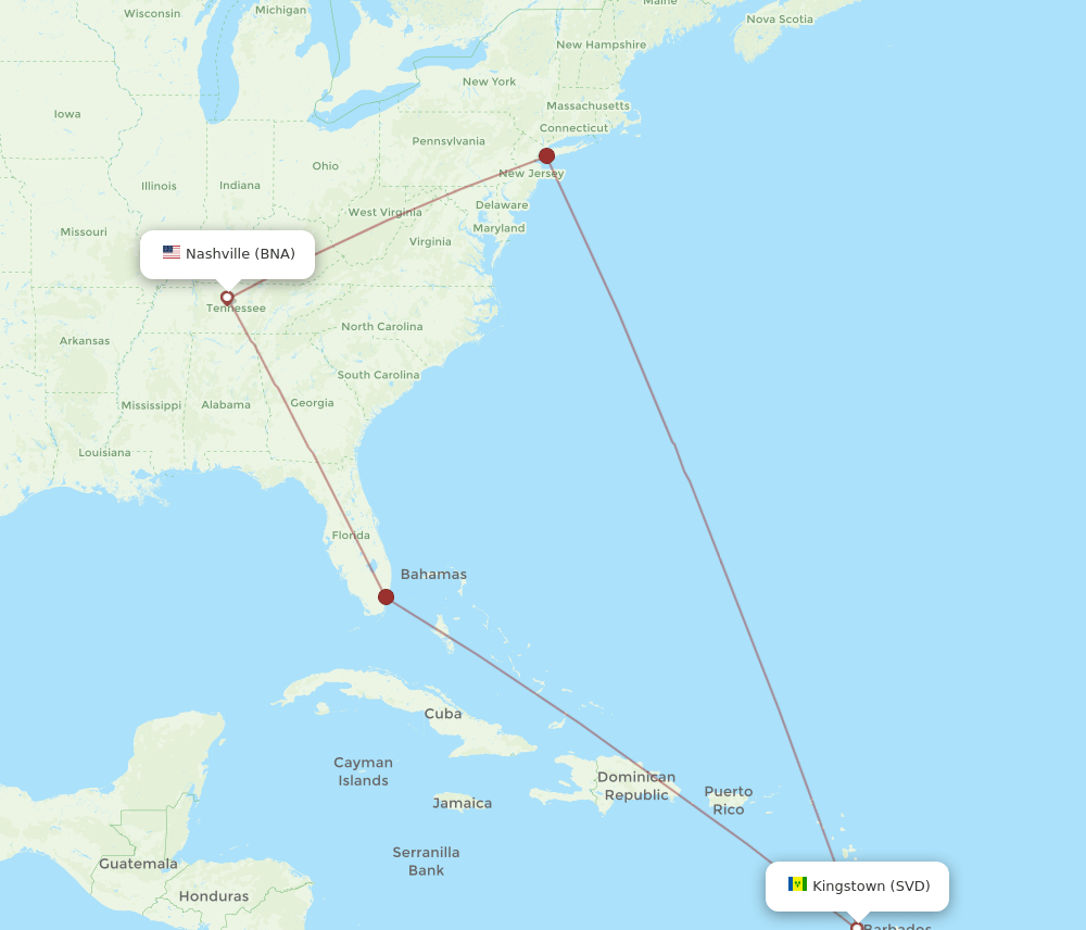 SVD-BNA flight routes