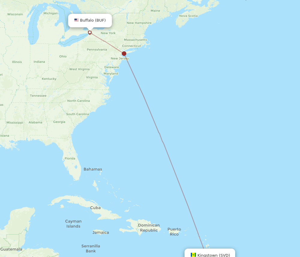 BUF to SVD flights and routes map