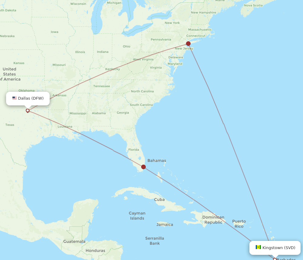 SVD-DFW flight routes