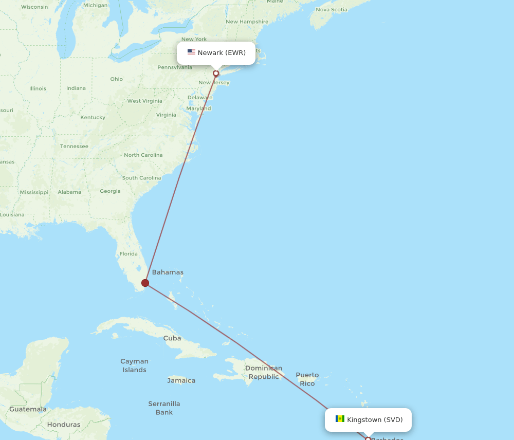 SVD-EWR flight routes