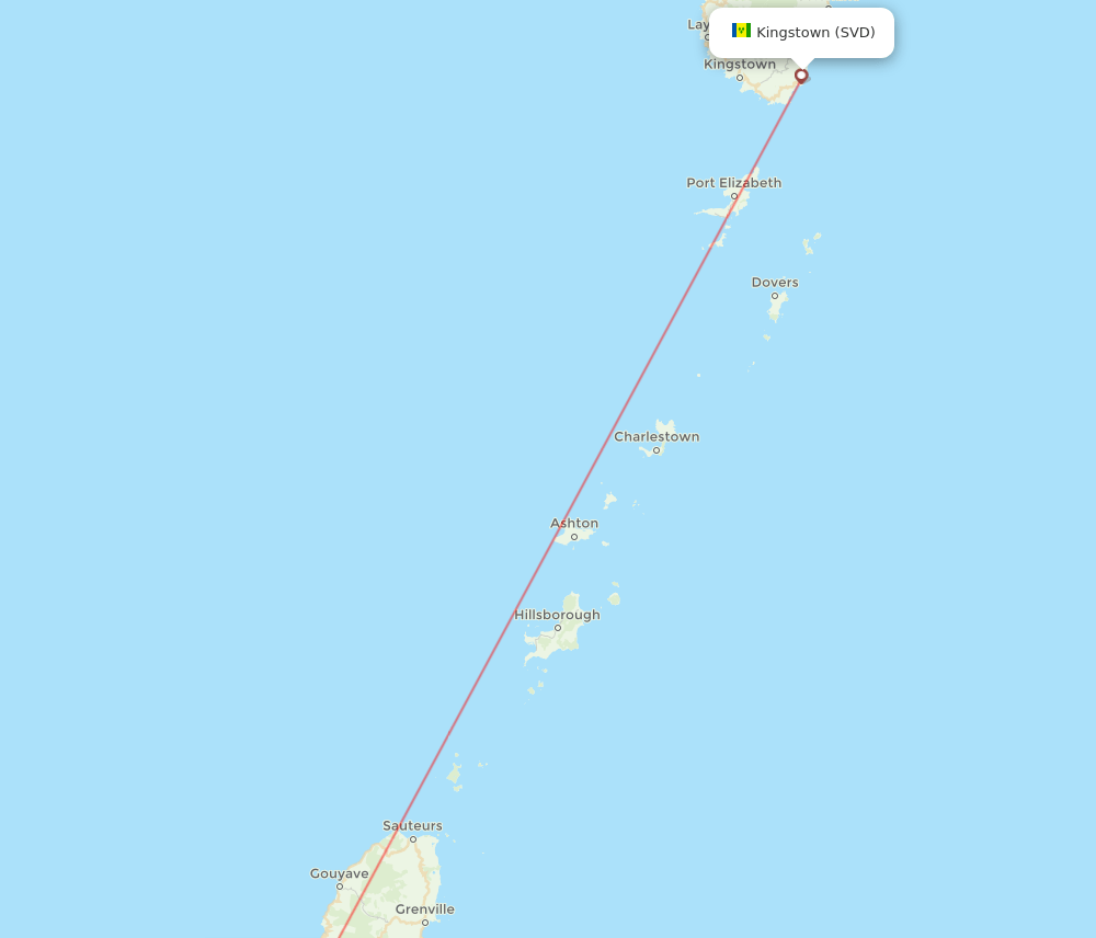 SVD to GND flights and routes map