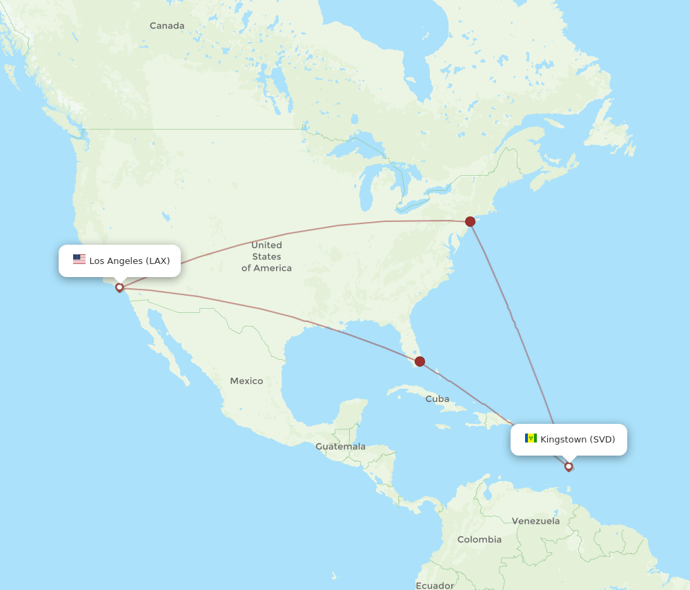 SVD to LAX flights and routes map