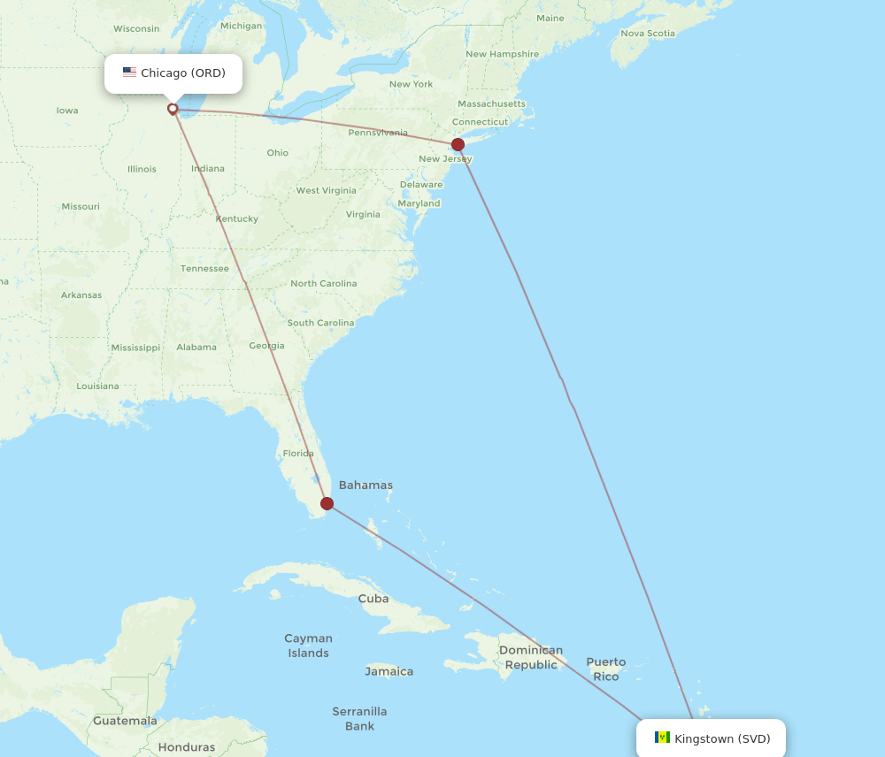 SVD to ORD flights and routes map