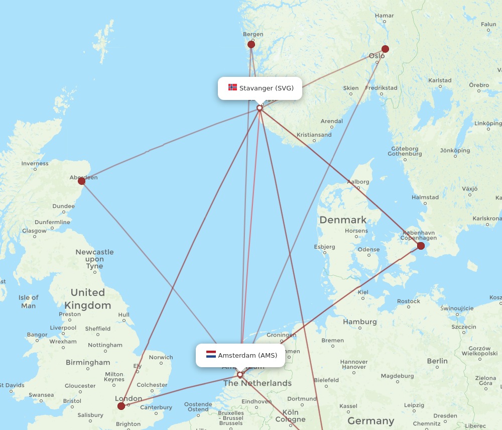 SVG to AMS flights and routes map