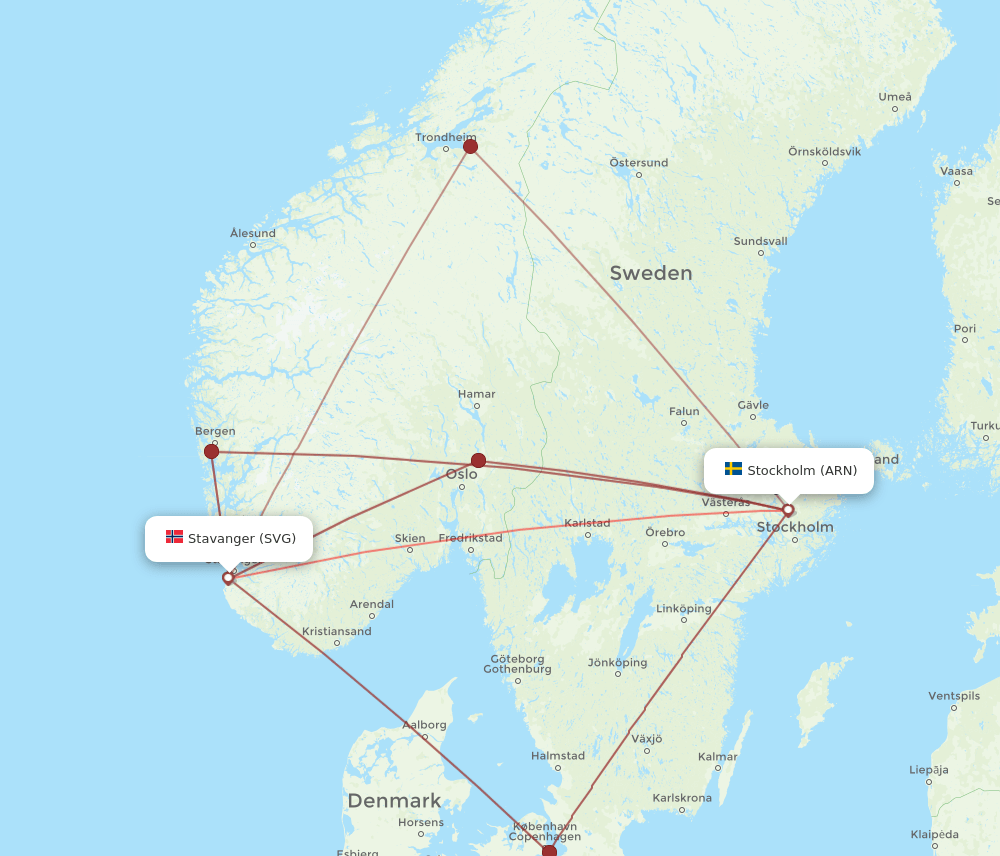 SVG to ARN flights and routes map