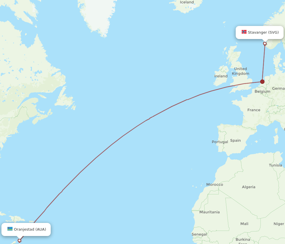 SVG-AUA flight routes