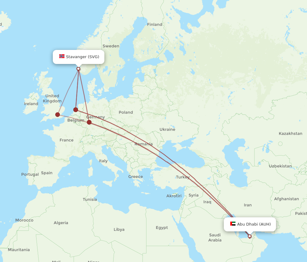 SVG to AUH flights and routes map