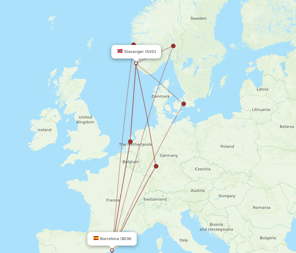 SVG-BCN flight routes