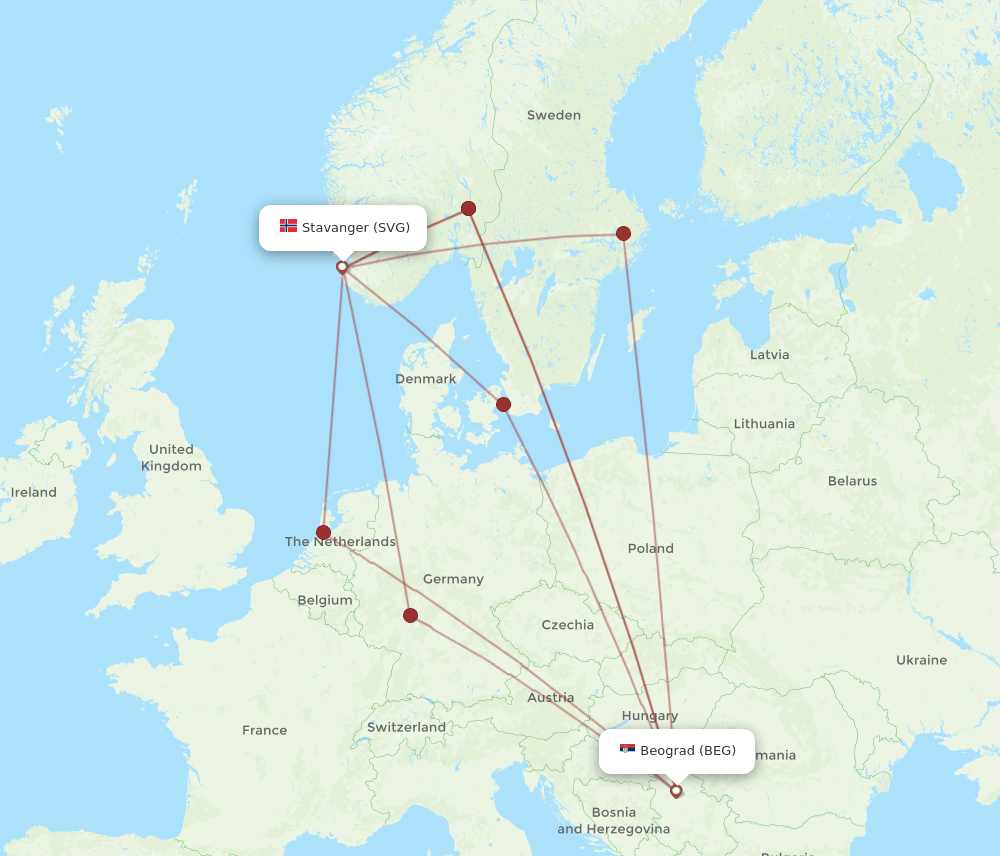 SVG-BEG flight routes