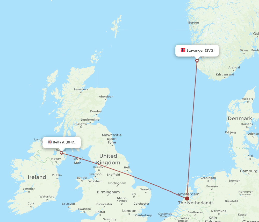 SVG to BHD flights and routes map