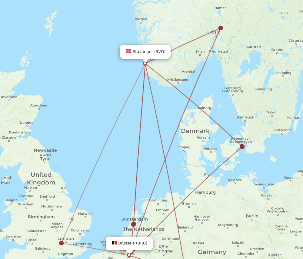 SVG-BRU flight routes