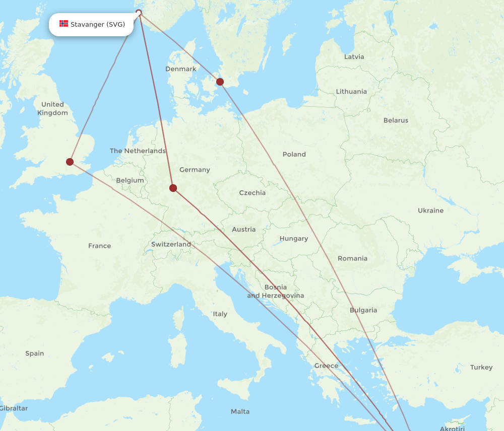 SVG to CAI flights and routes map