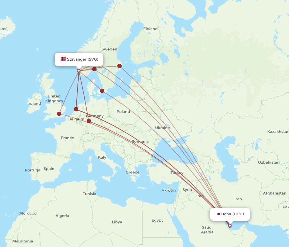 SVG-DOH flight routes