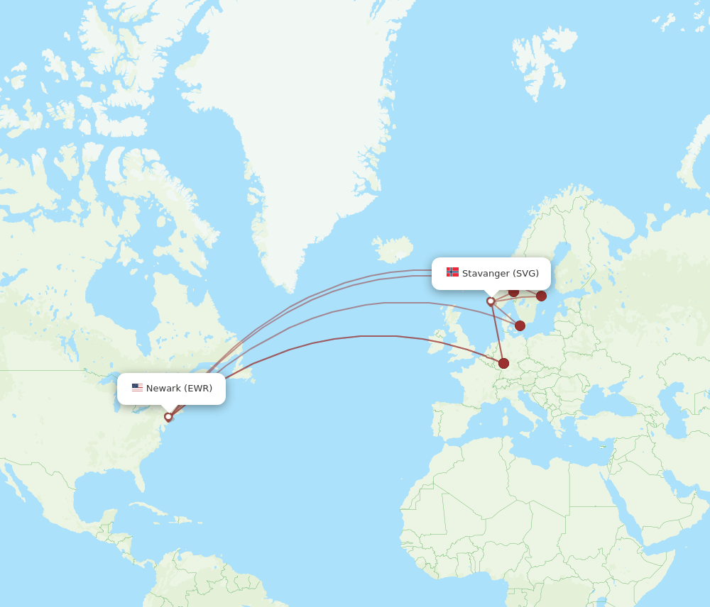 SVG-EWR flight routes
