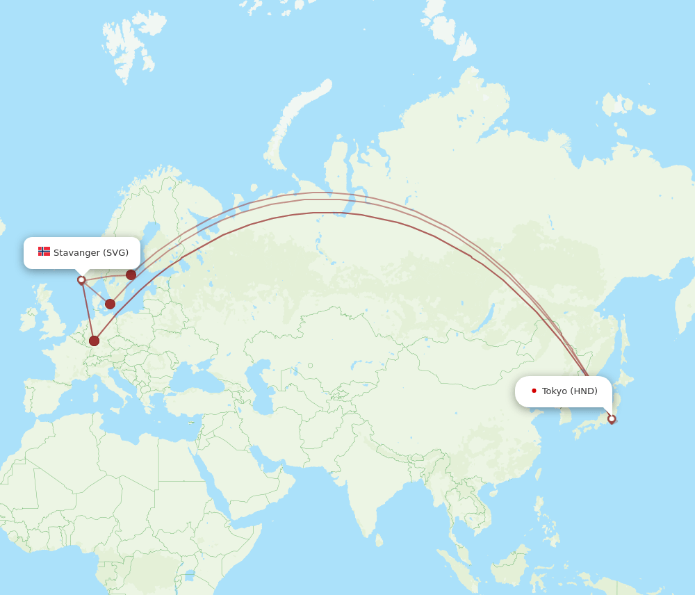 SVG-HND flight routes