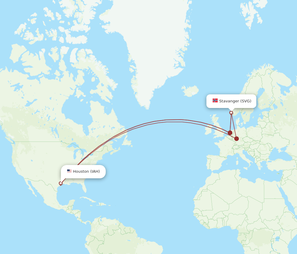 SVG-IAH flight routes
