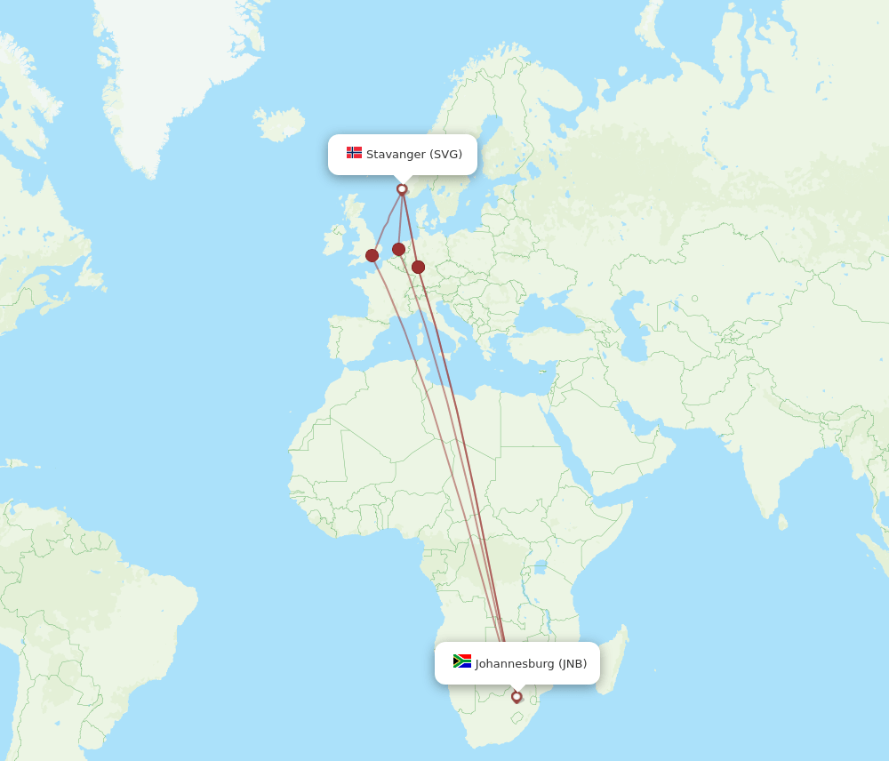 SVG-JNB flight routes