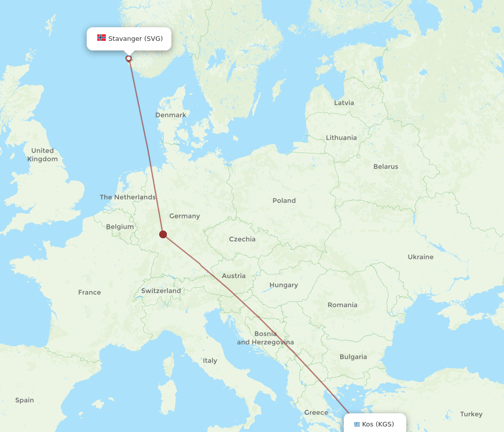 SVG to KGS flights and routes map