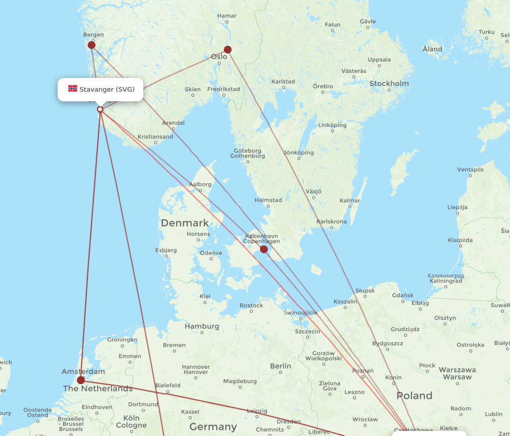 SVG-KRK flight routes