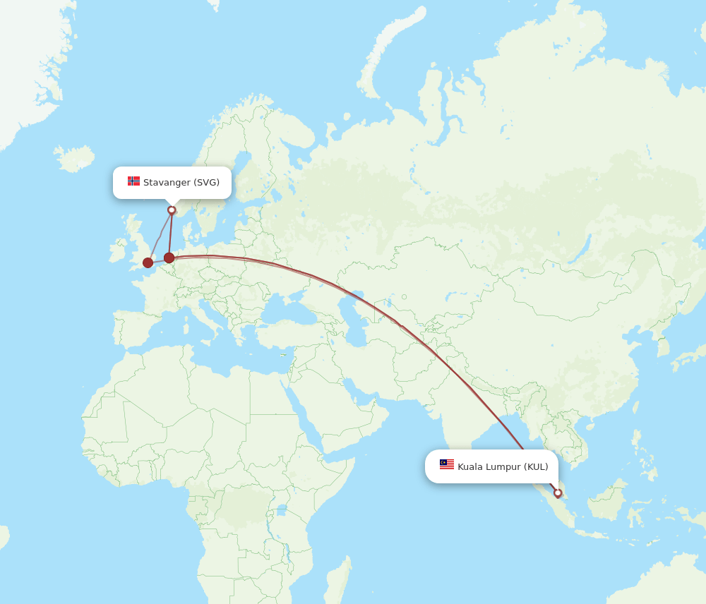 SVG-KUL flight routes