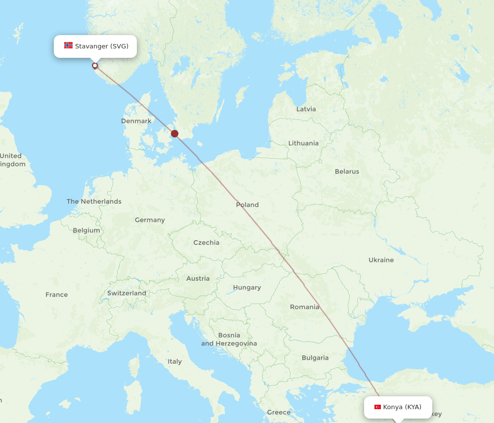 SVG to KYA flights and routes map