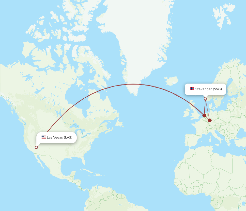 SVG to LAS flights and routes map