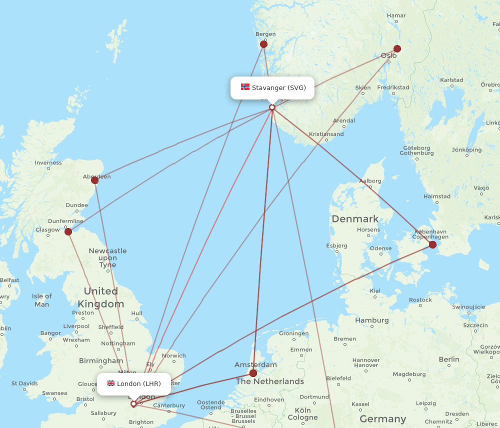 SVG-LHR flight routes