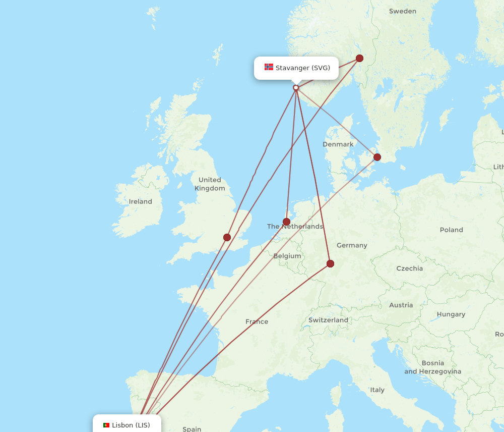 SVG-LIS flight routes