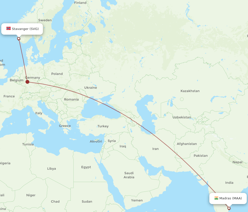 SVG-MAA flight routes