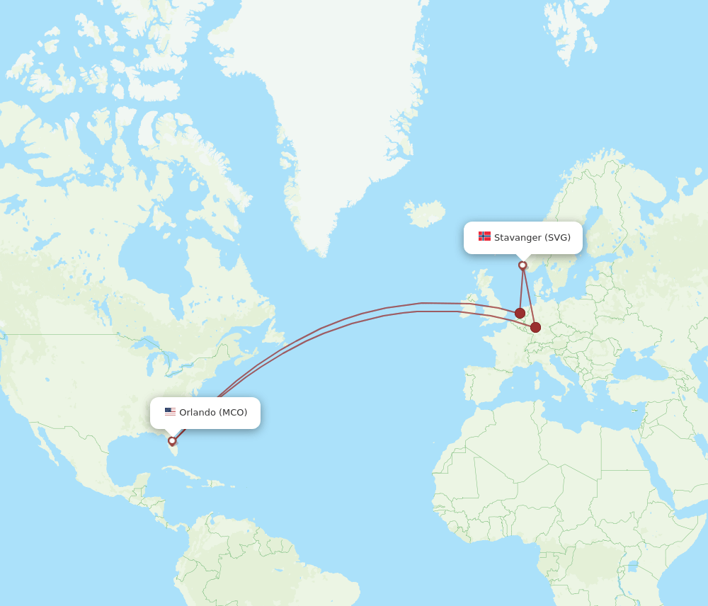 SVG-MCO flight routes