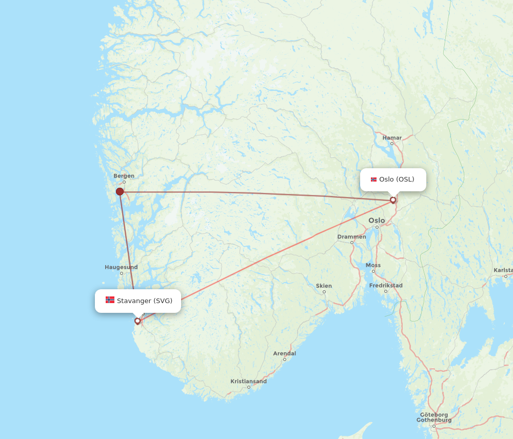SVG to OSL flights and routes map