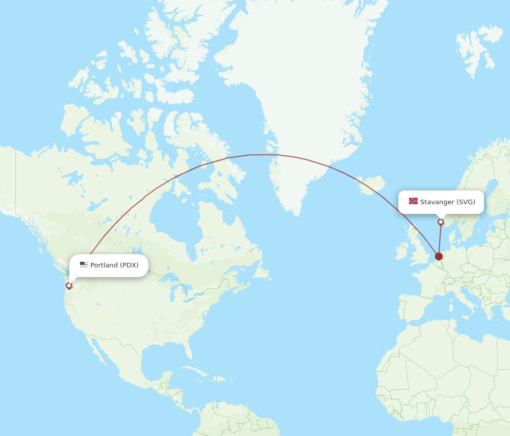 SVG-PDX flight routes