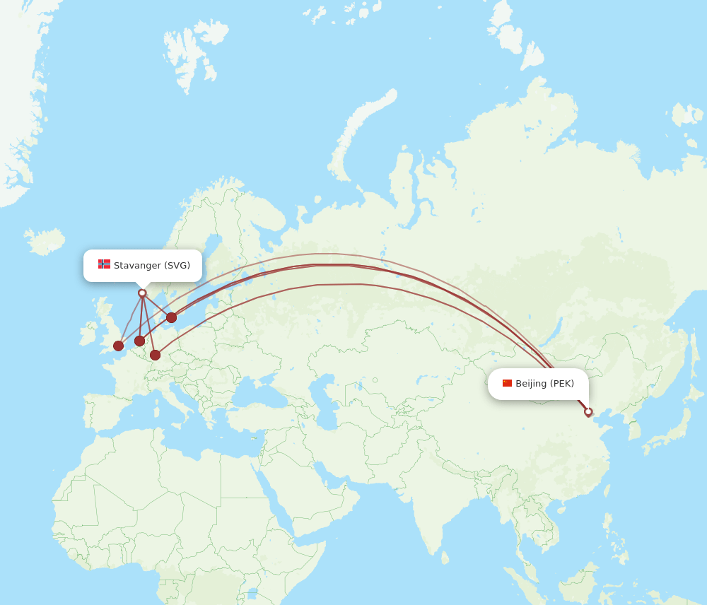 SVG-PEK flight routes