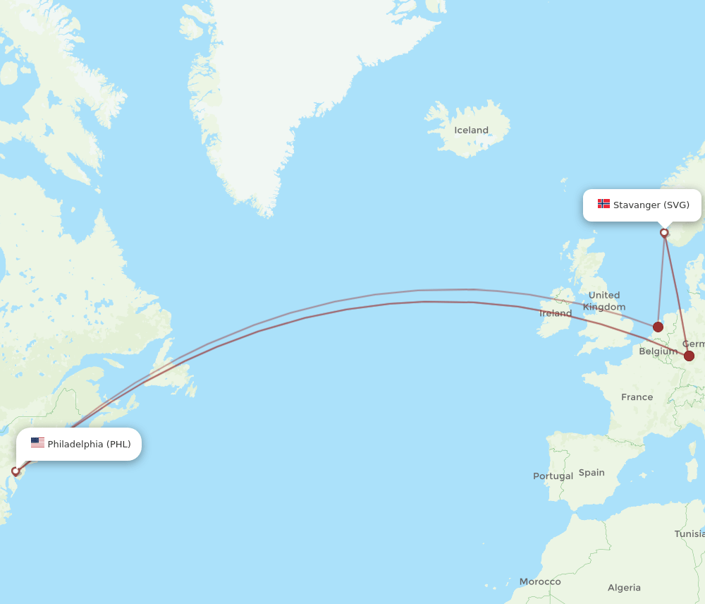 SVG to PHL flights and routes map