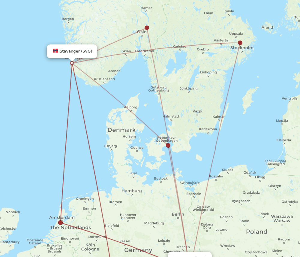SVG-PRG flight routes