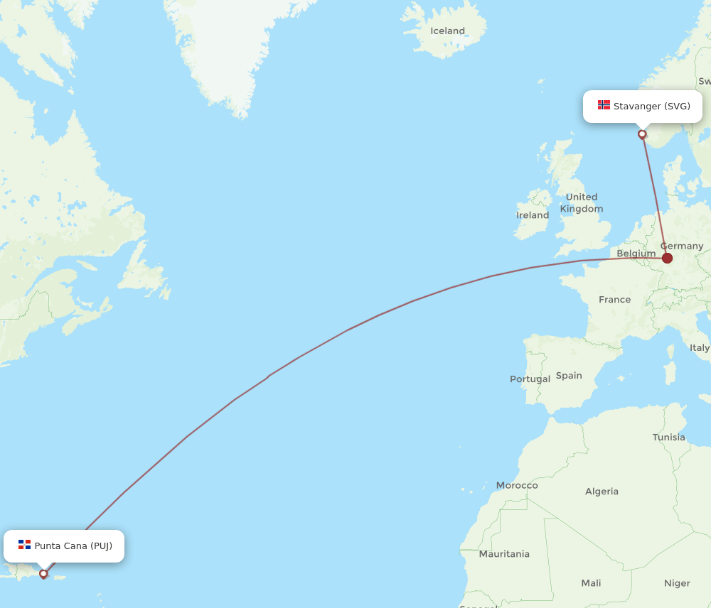 SVG-PUJ flight routes
