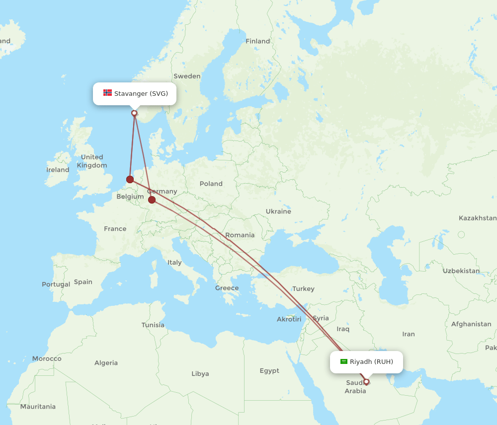 SVG-RUH flight routes