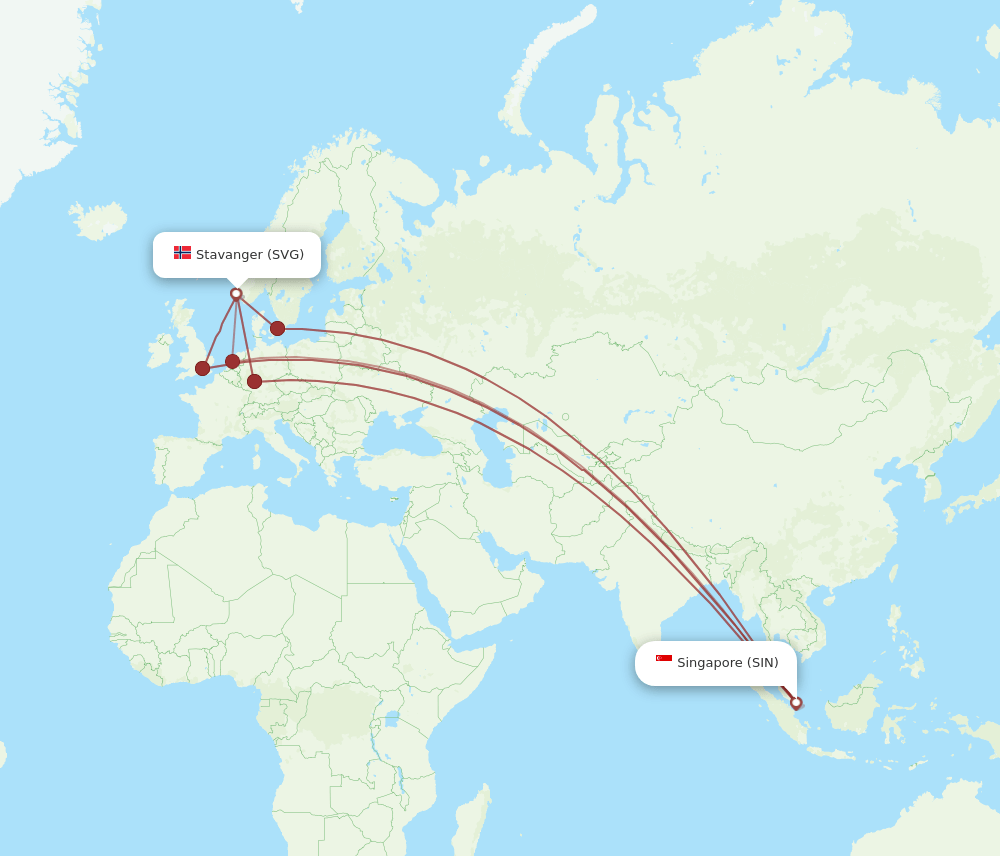 SVG-SIN flight routes