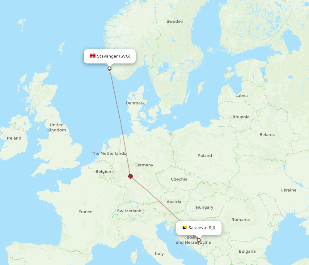 SVG-SJJ flight routes