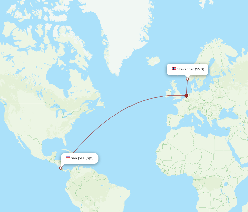 SVG-SJO flight routes
