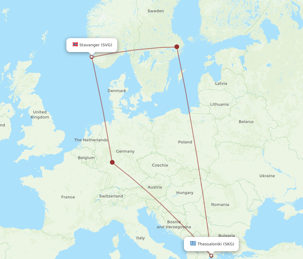 SVG-SKG flight routes