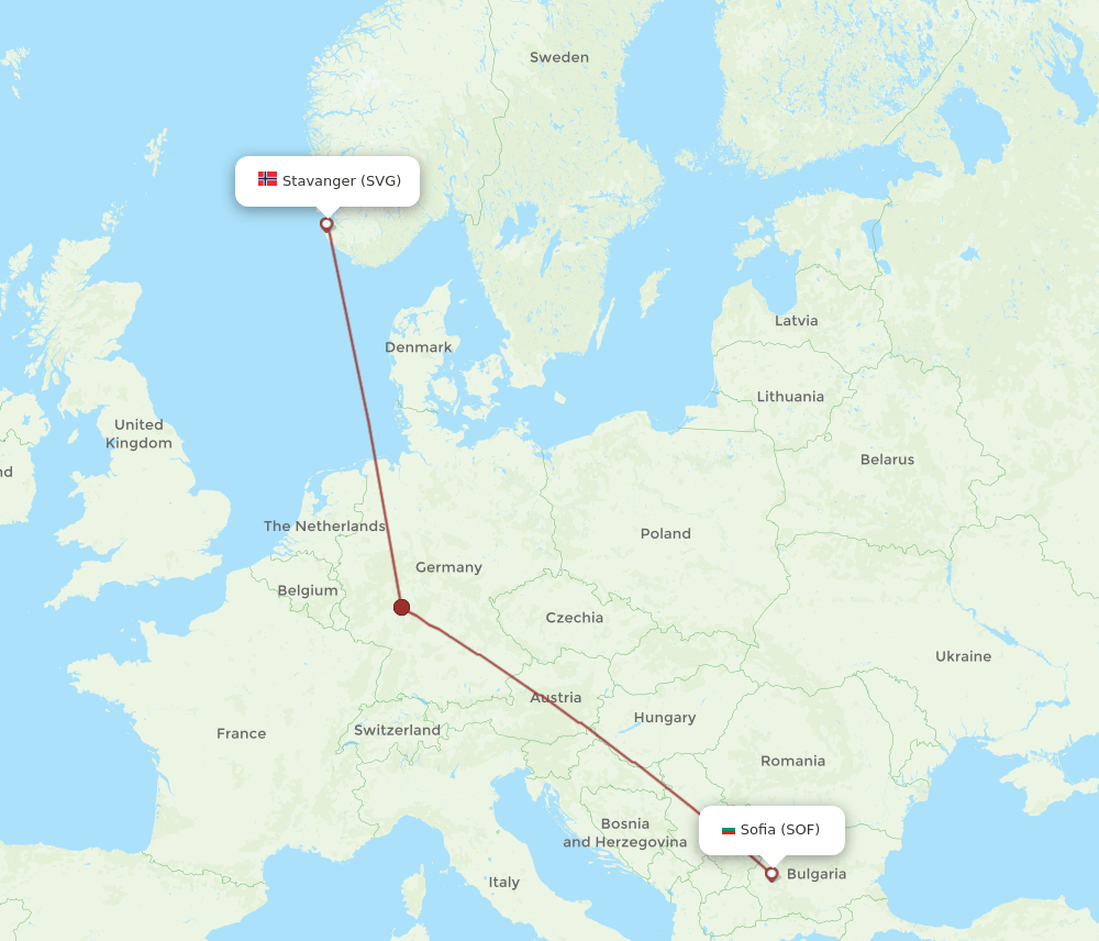 SVG to SOF flights and routes map