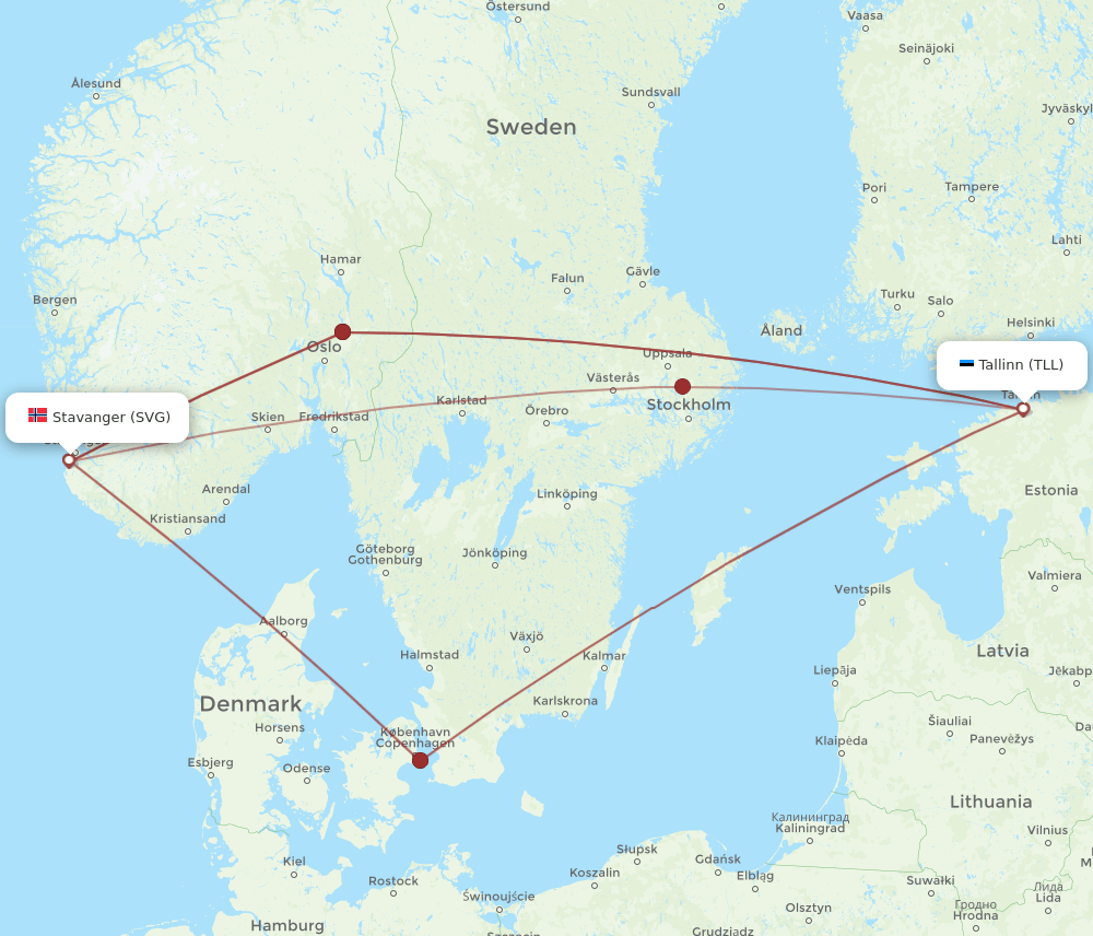 SVG-TLL flight routes