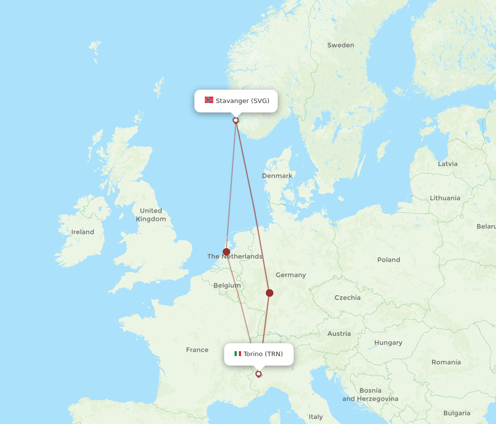 SVG to TRN flights and routes map