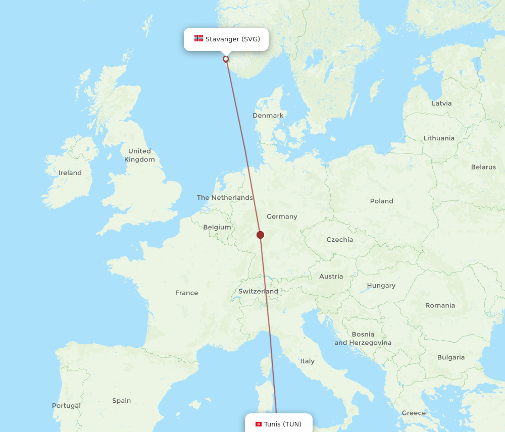 SVG to TUN flights and routes map