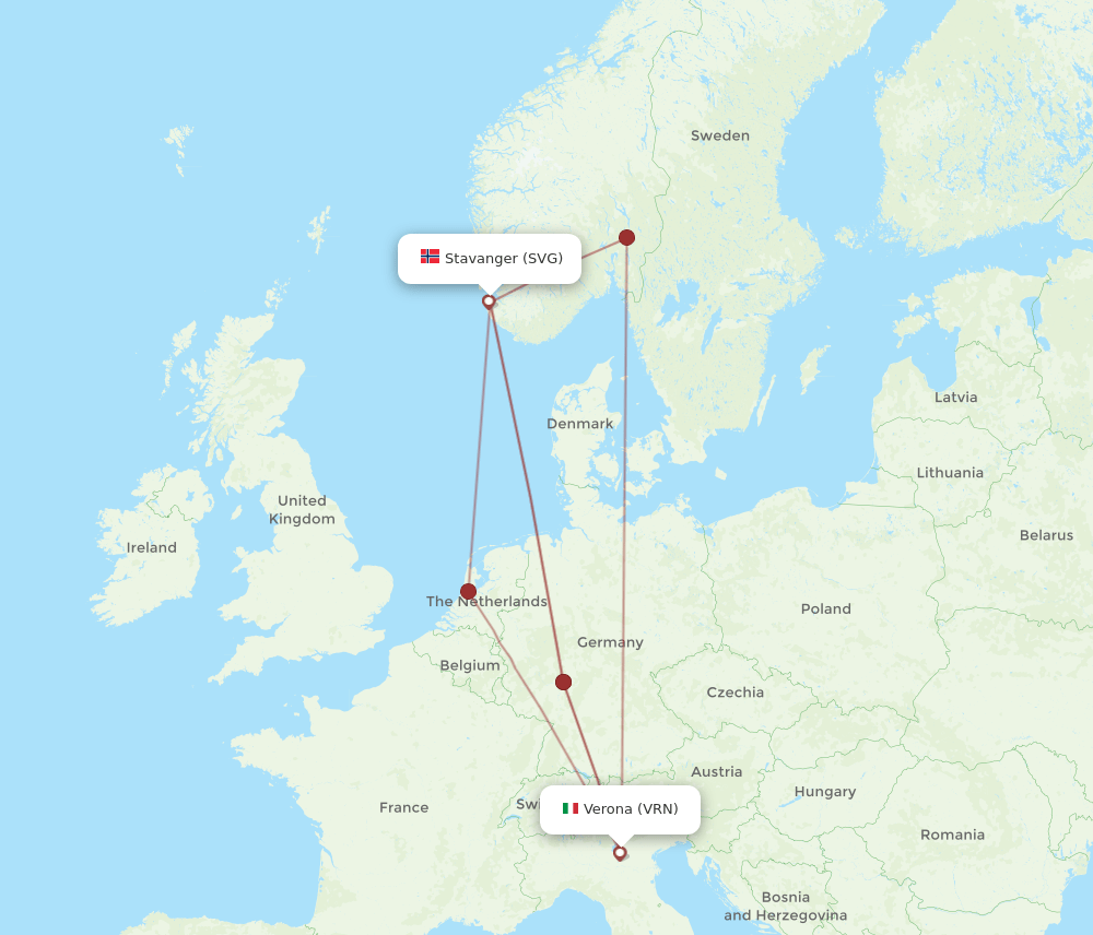 SVG-VRN flight routes