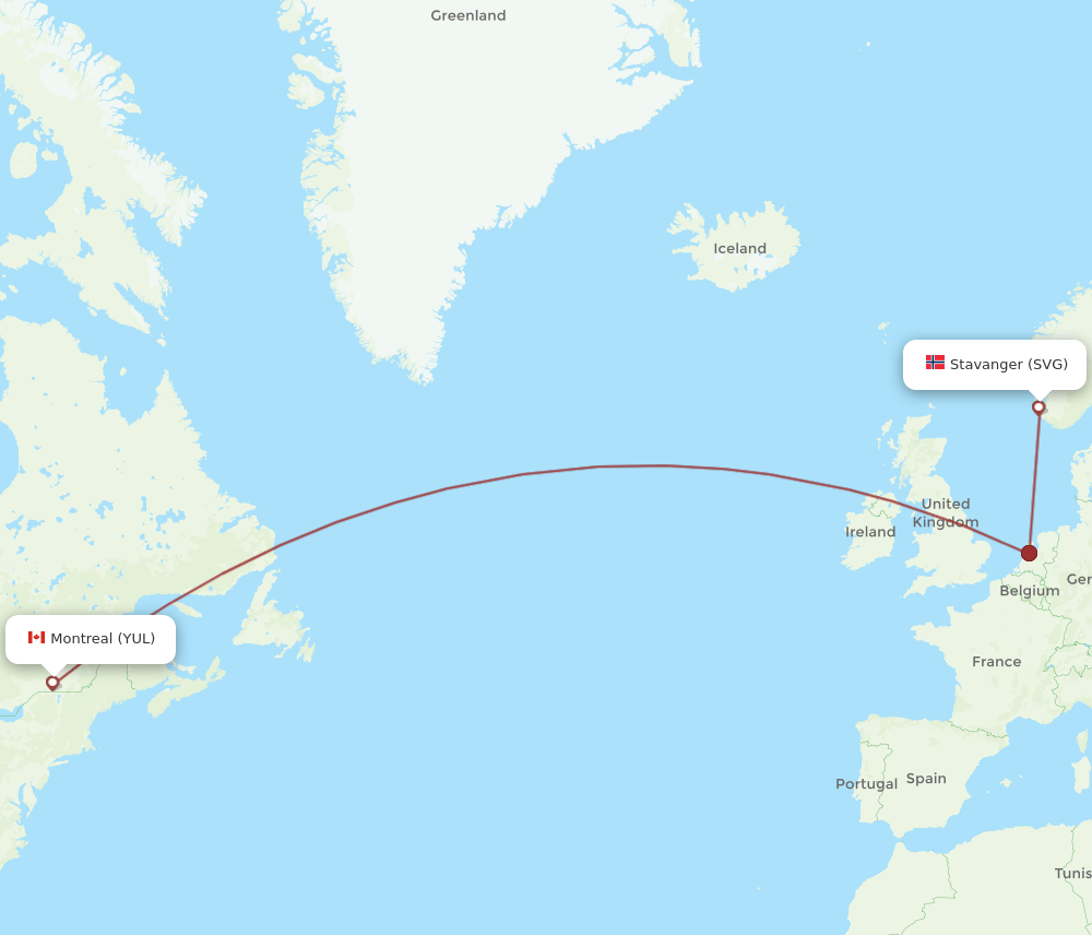 SVG-YUL flight routes