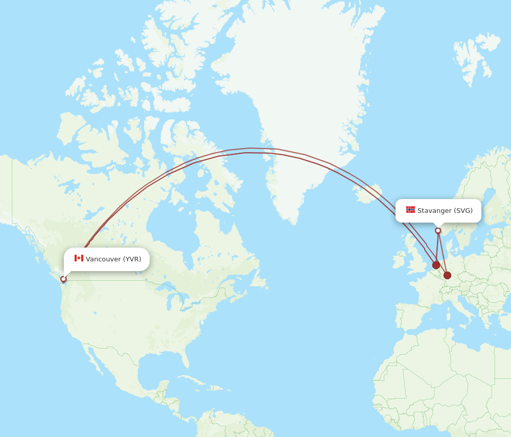 SVG-YVR flight routes