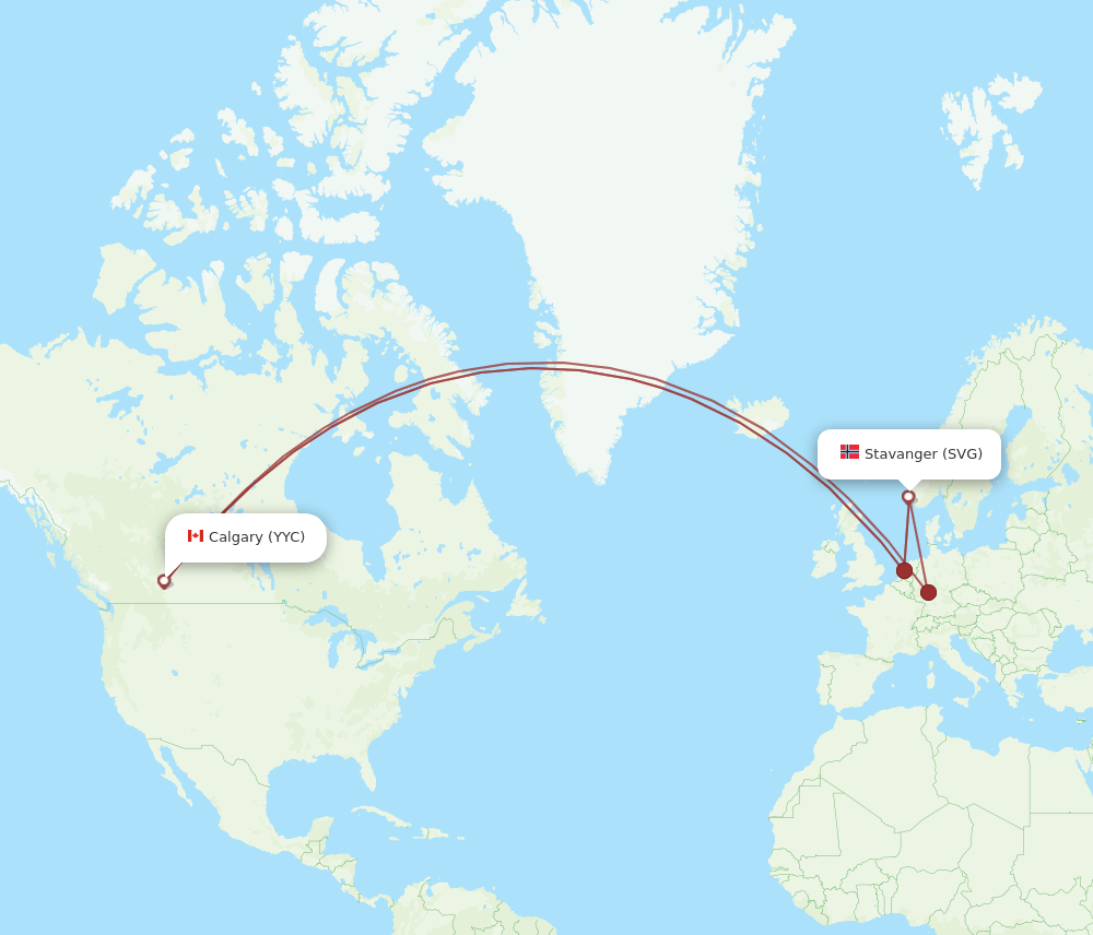SVG-YYC flight routes