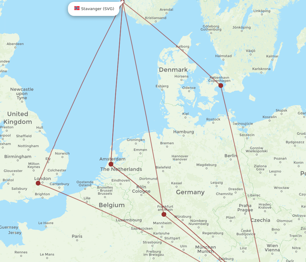 SVG to ZAG flights and routes map
